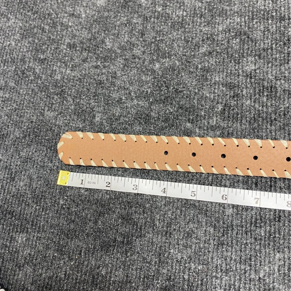 ASOS DESIGN Tan Brown Whipstitch Belt Gold Buckle S/M 115808552 Western Boho